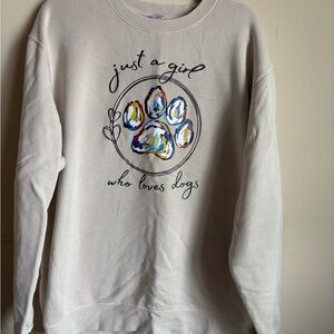 Cream Sweatshirt with Dog Paw Design